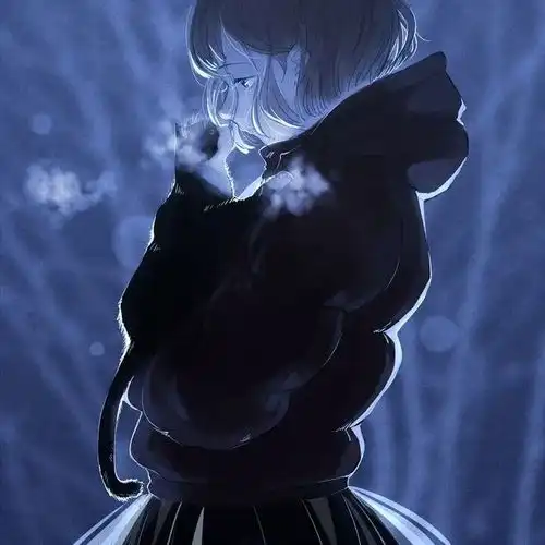 动漫女头忧郁蓝色系女生头像手绘文艺风
