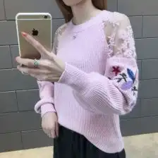 灯笼袖甜美毛衣
