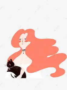 抽象治愈系少女和猫咪素材图片免费下载千库网
