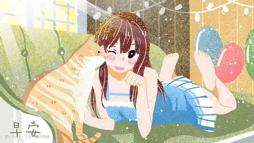 早安可爱猫咪青春少女动漫手绘风格插画图片千库网
