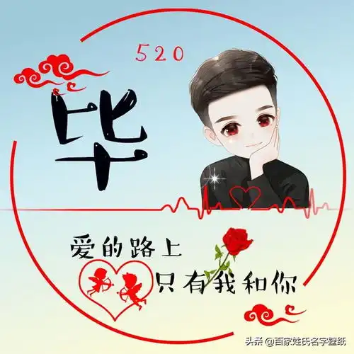 微信头像是时候换了,520,爱的路上只有我和你,姓氏头像
